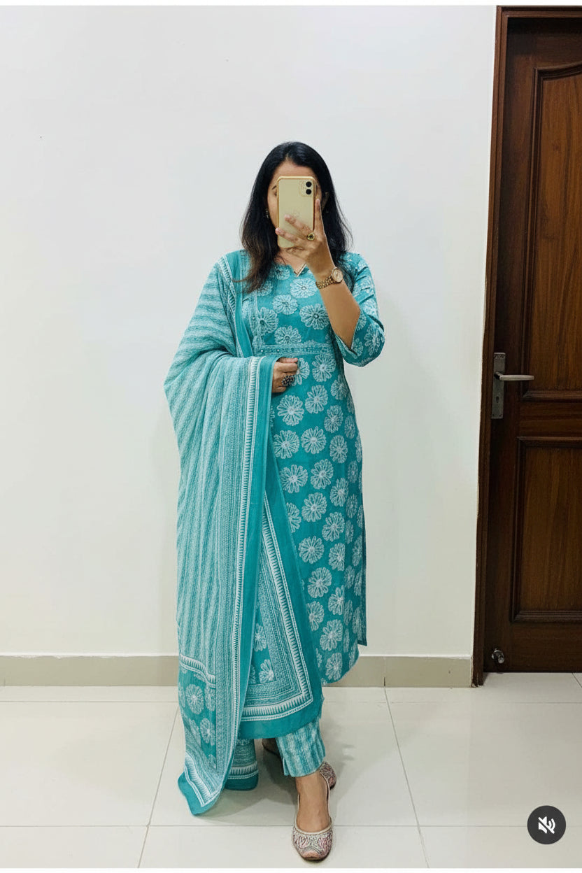 Naarira Sunflower Mirror Cotton Designer Kurtis
