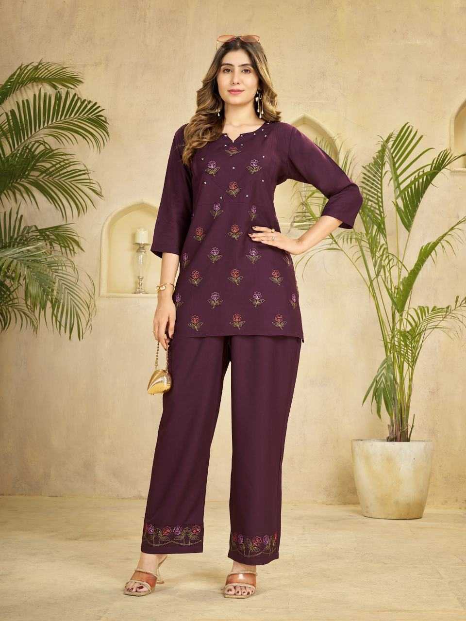 Naarira Heavy Viscose Rayon Embroidered Co-ord Set