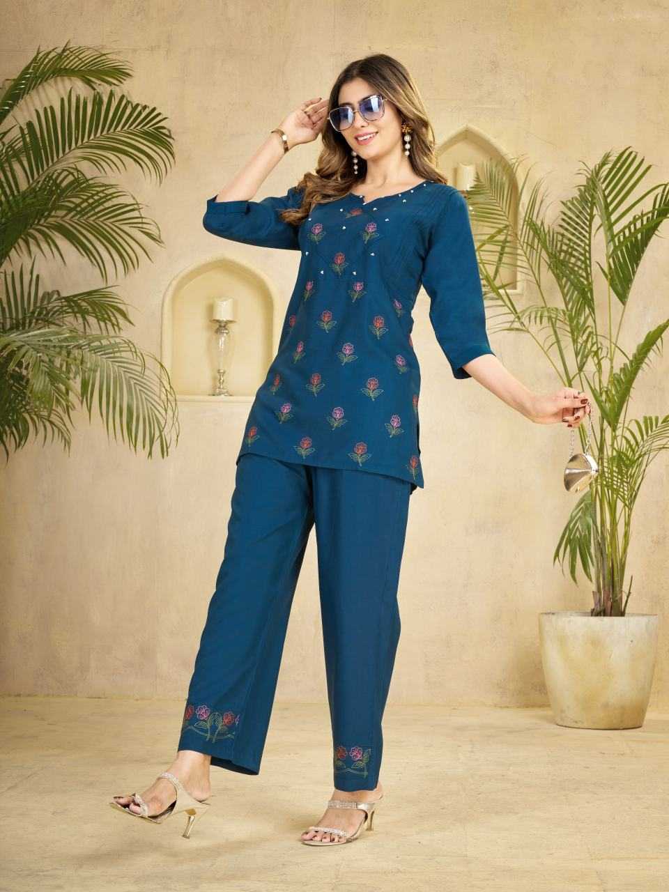Naarira Heavy Viscose Rayon Embroidered Co-ord Set