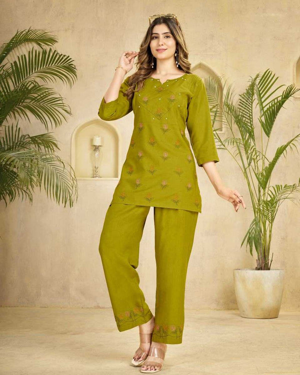 Naarira Heavy Viscose Rayon Embroidered Co-ord Set
