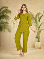 Naarira Heavy Viscose Rayon Embroidered Co-ord Set