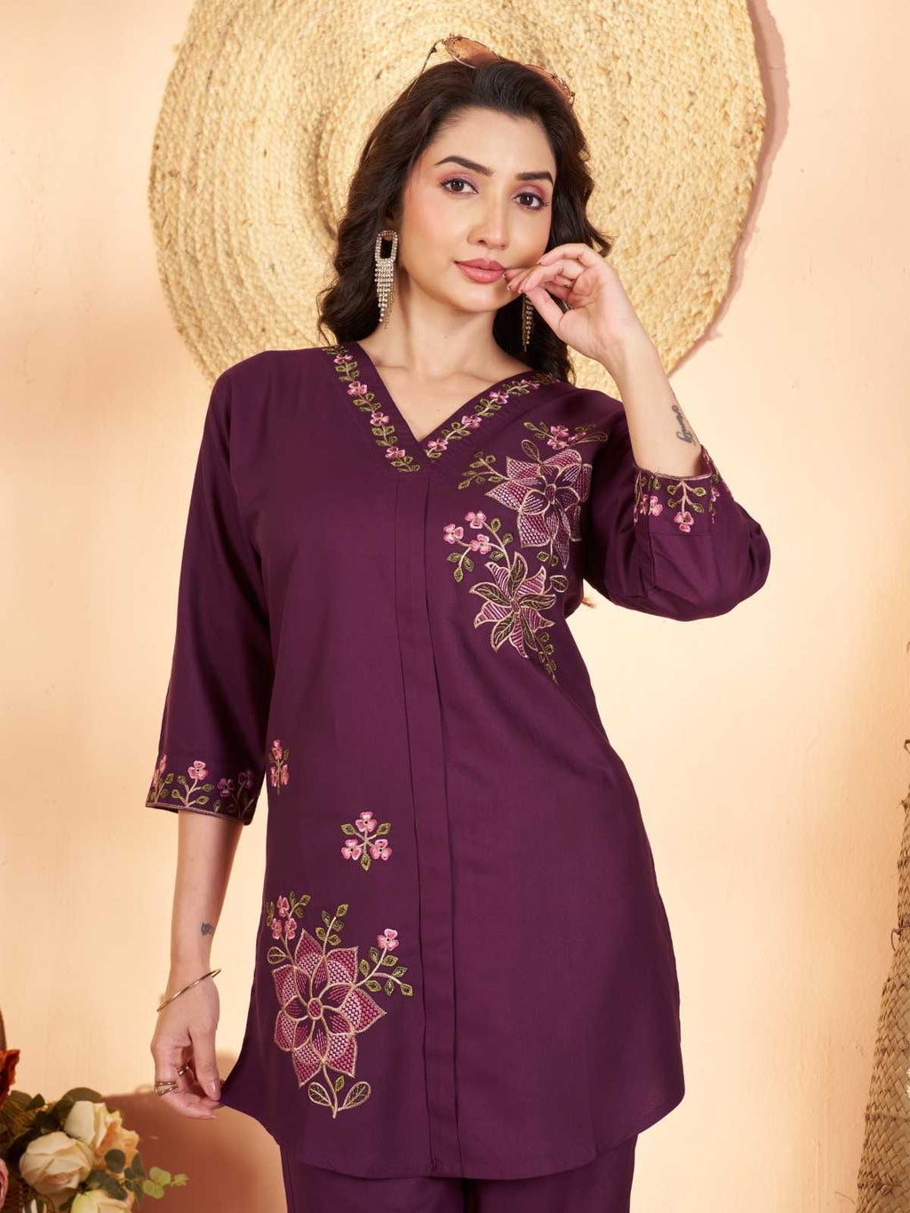 Naarira Heavy Rayon Embroidered Co-ord Set