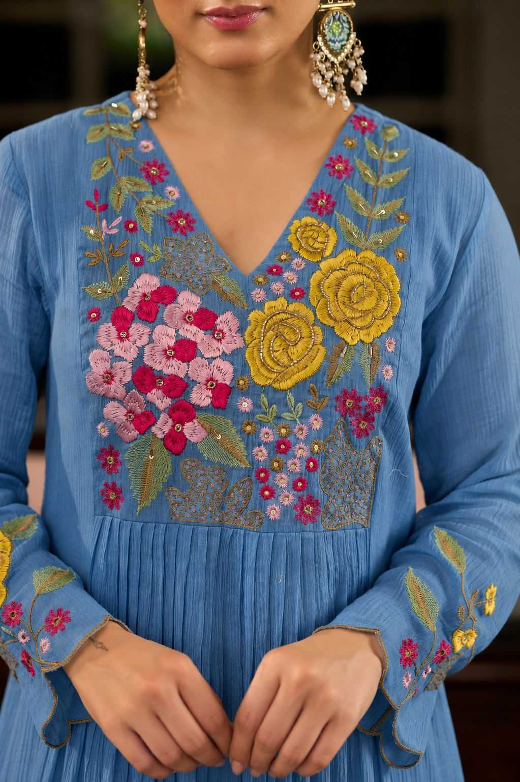 Naarira Chanderi Soft Embroidery Suit