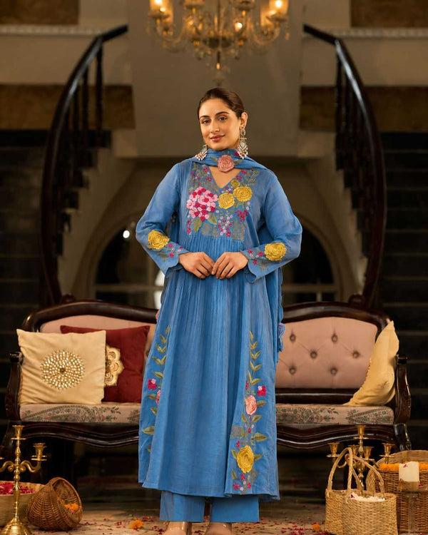 Naarira Chanderi Soft Embroidery Suit - alternate view