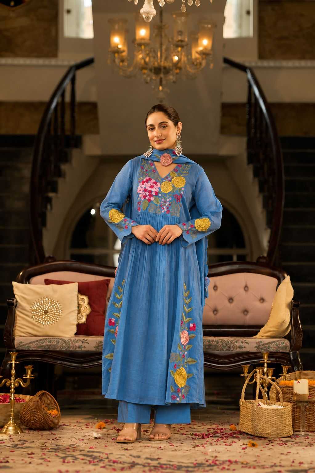 Naarira Chanderi Soft Embroidery Suit