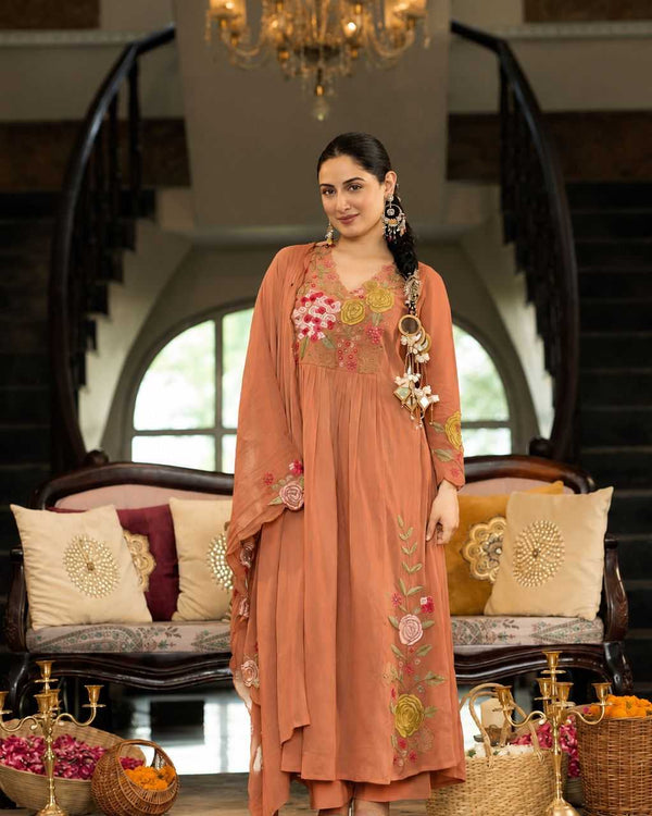 Naarira Chanderi Soft Embroidery Suit