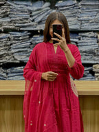 Naarira RED VELLY Cotton Embroidery Suits