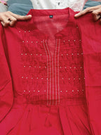 Naarira RED VELLY Cotton Embroidery Suits