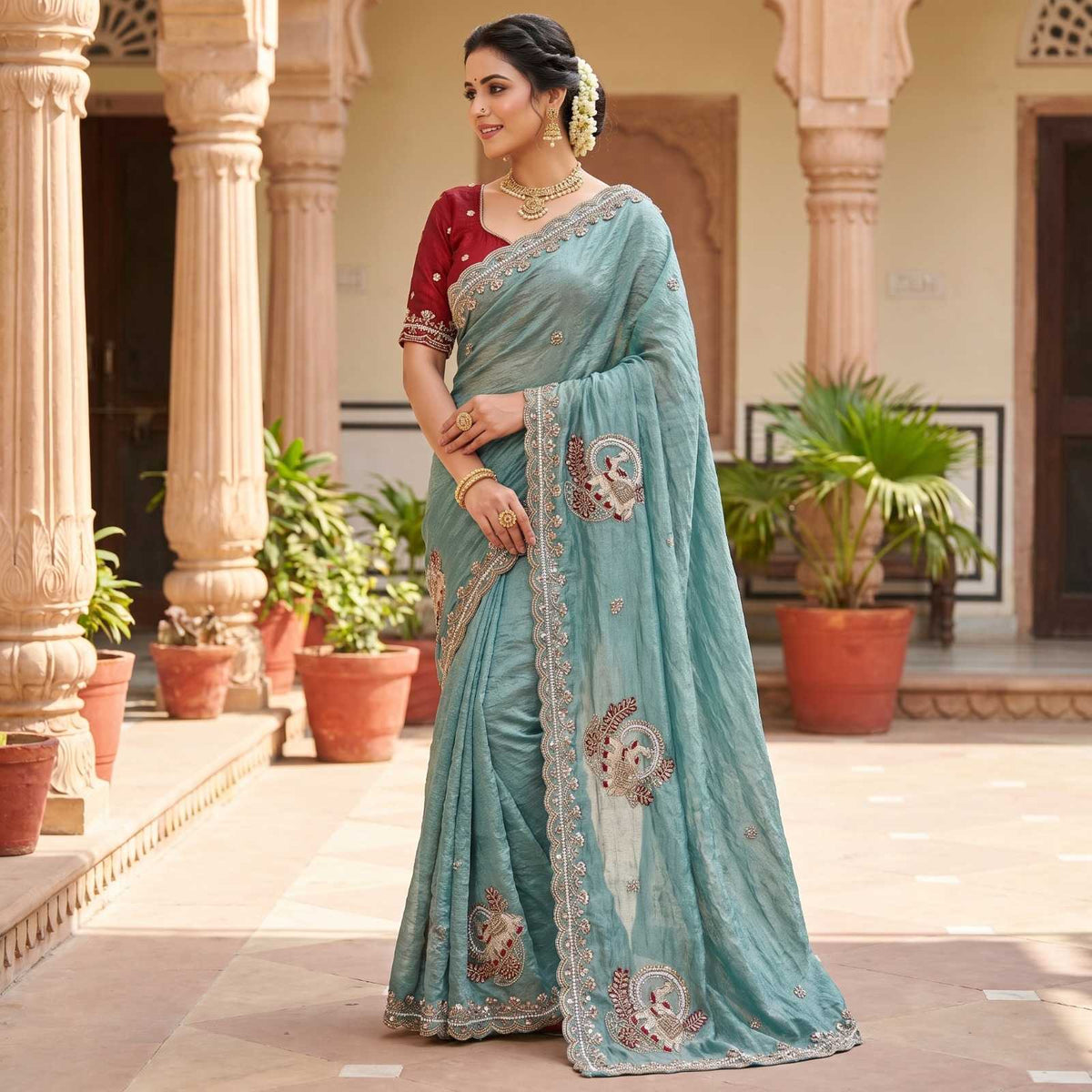 Naarira KESH651 Hathi Satin Silk Traditional Silk Sarees