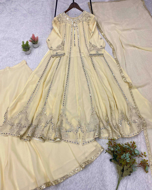 Naarira Mirror work Georgette Embroidery Gowns - alternate view
