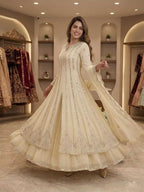 Naarira Mirror work Georgette Embroidery Gowns