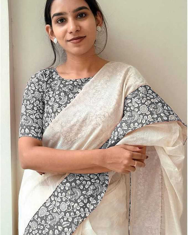 Naarira Christmas Chanderi Silk Printed Sarees