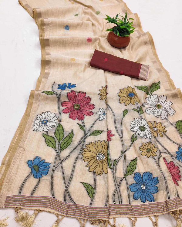 Naarira Floral Cotton Saree for Women - alternate view