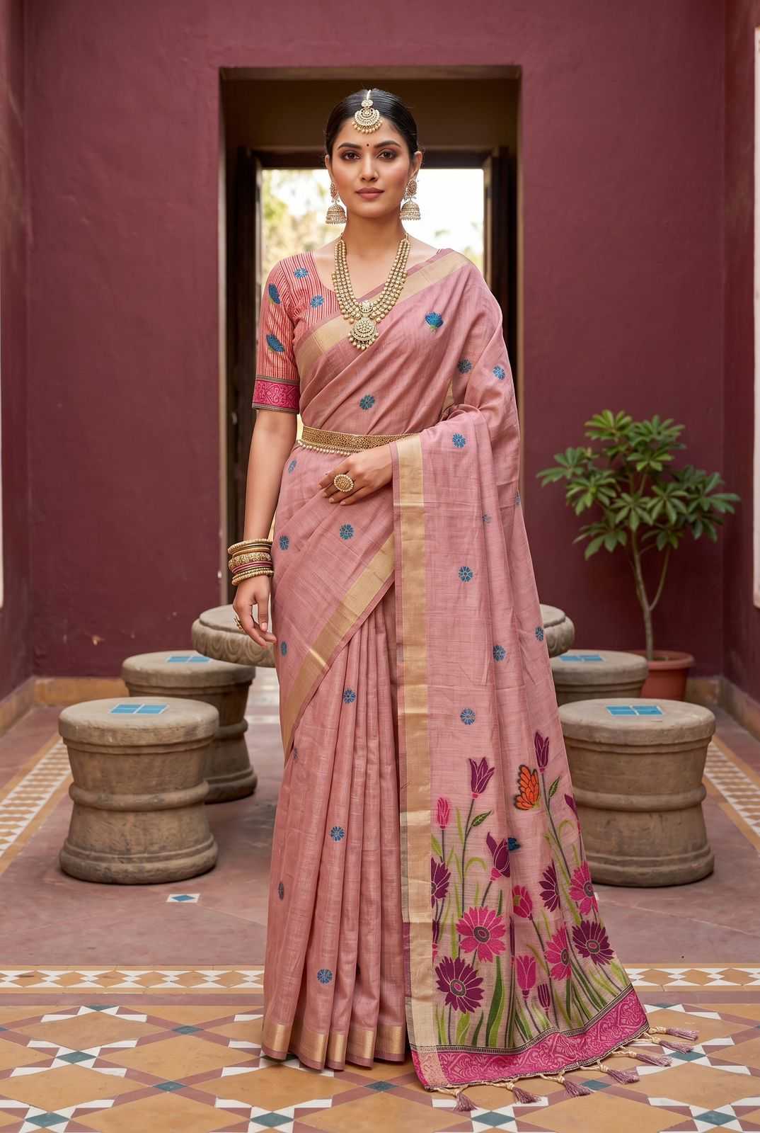 Naarira Butterfly Cotton Ethnic Saree for Women