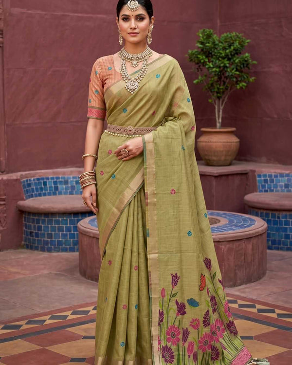 Naarira Butterfly Cotton Ethnic Saree for Women