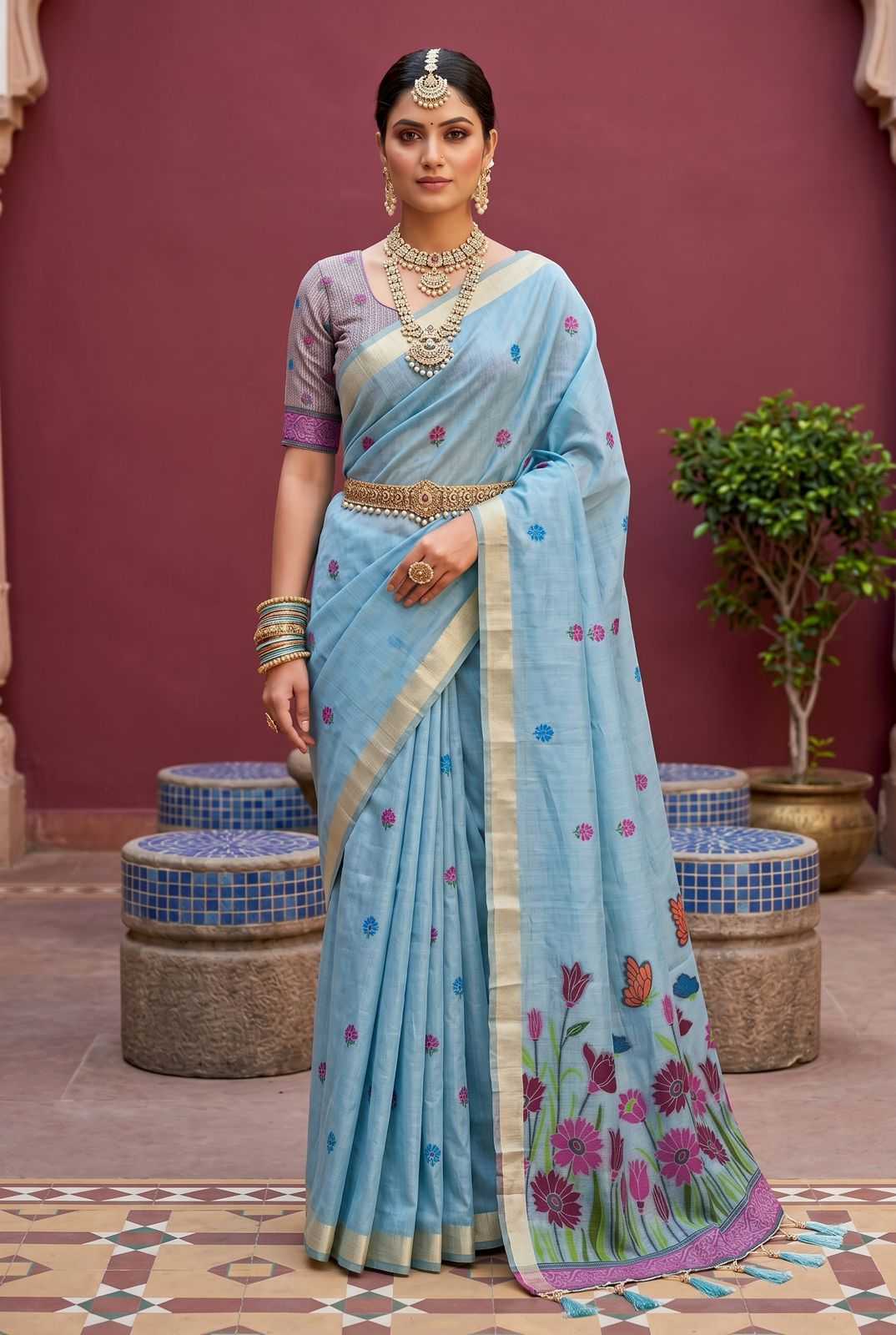 Naarira Butterfly Cotton Ethnic Saree for Women
