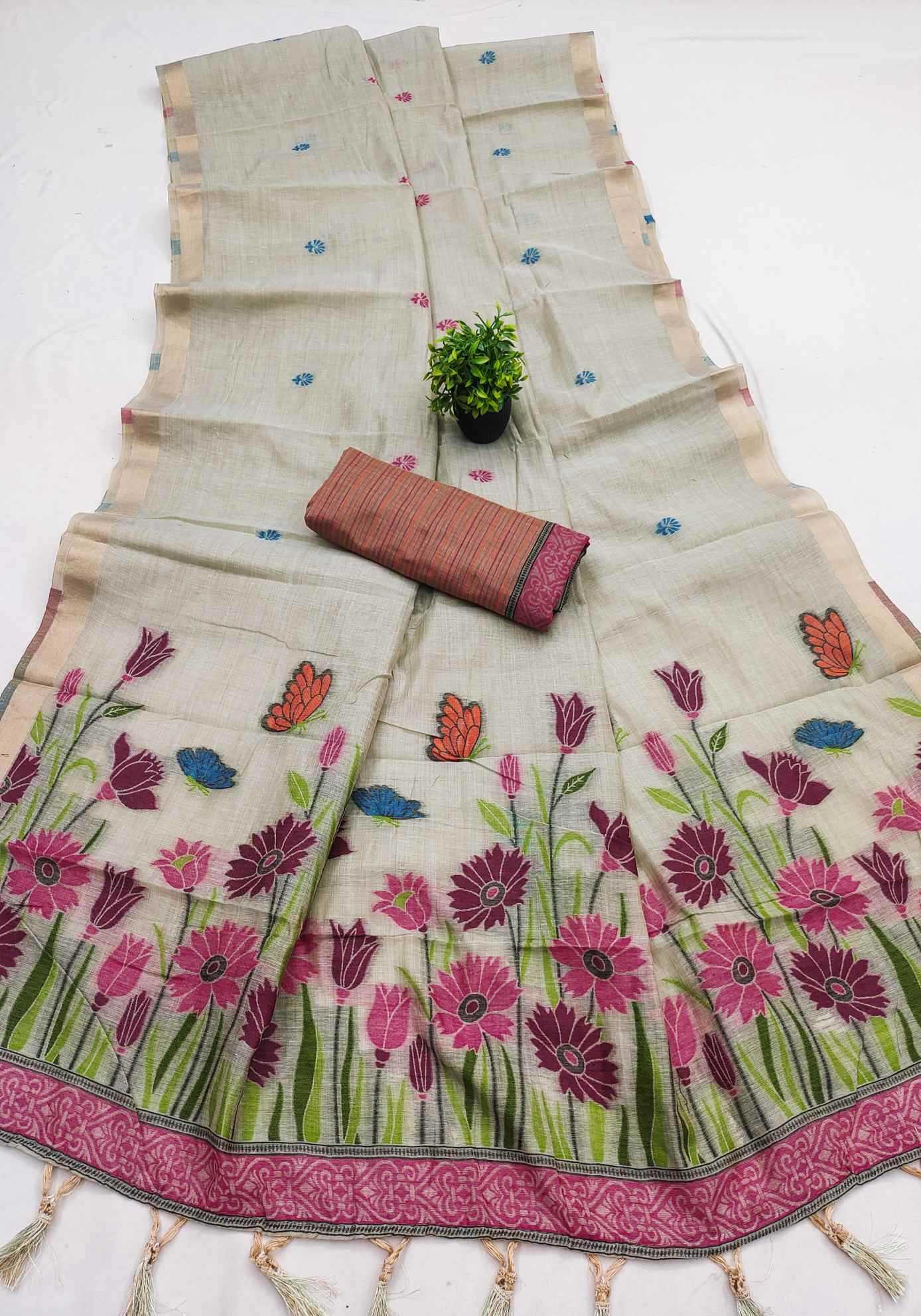 Naarira Butterfly Cotton Ethnic Saree for Women
