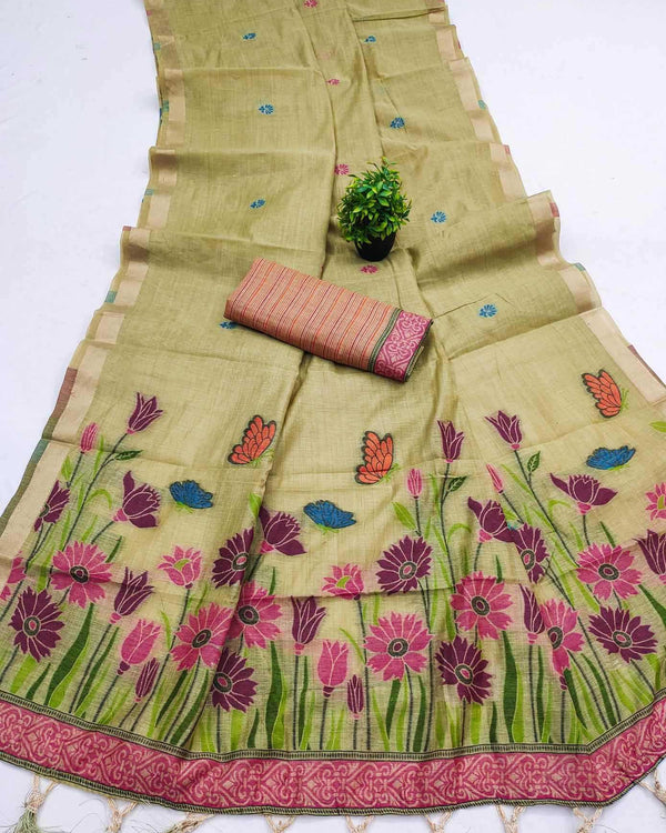 Naarira Butterfly Cotton Ethnic Saree for Women - alternate view
