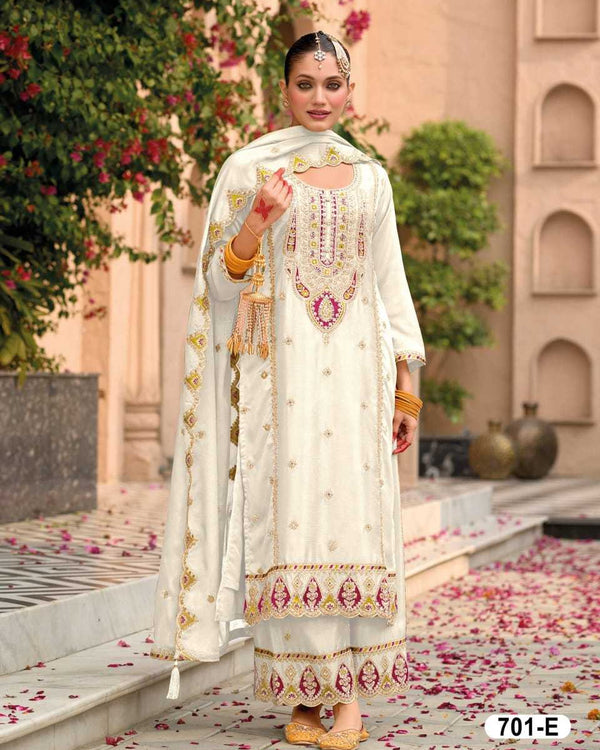 Naarira KESH704 701 Chinon Silk Embroidery Suits