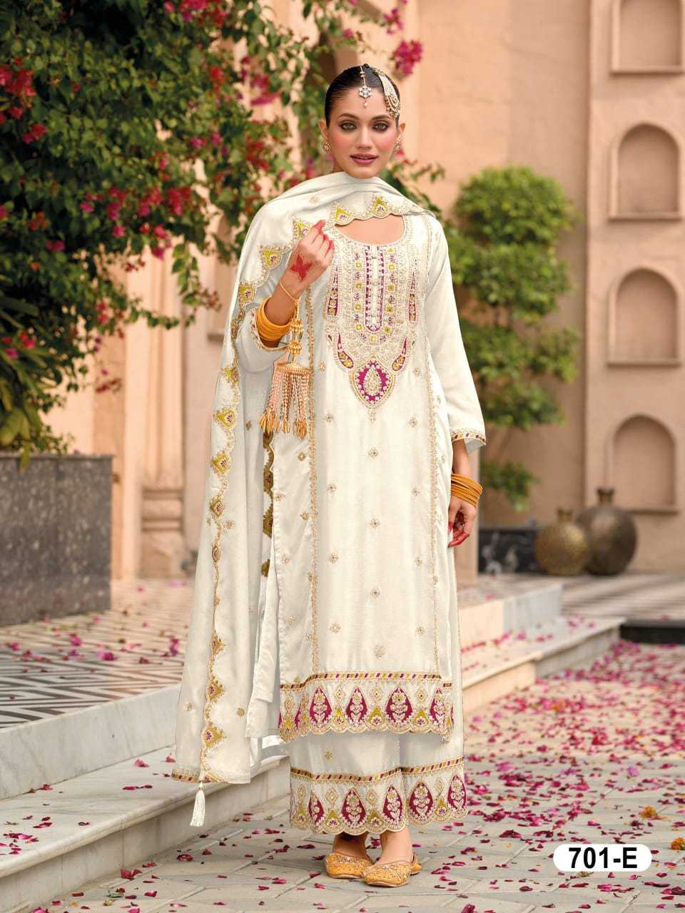 Naarira KESH704 701 Chinon Silk Embroidery Suits