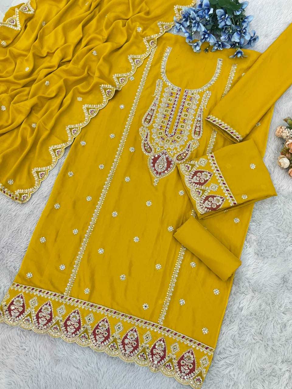 Naarira KESH704 701 Chinon Silk Embroidery Suits