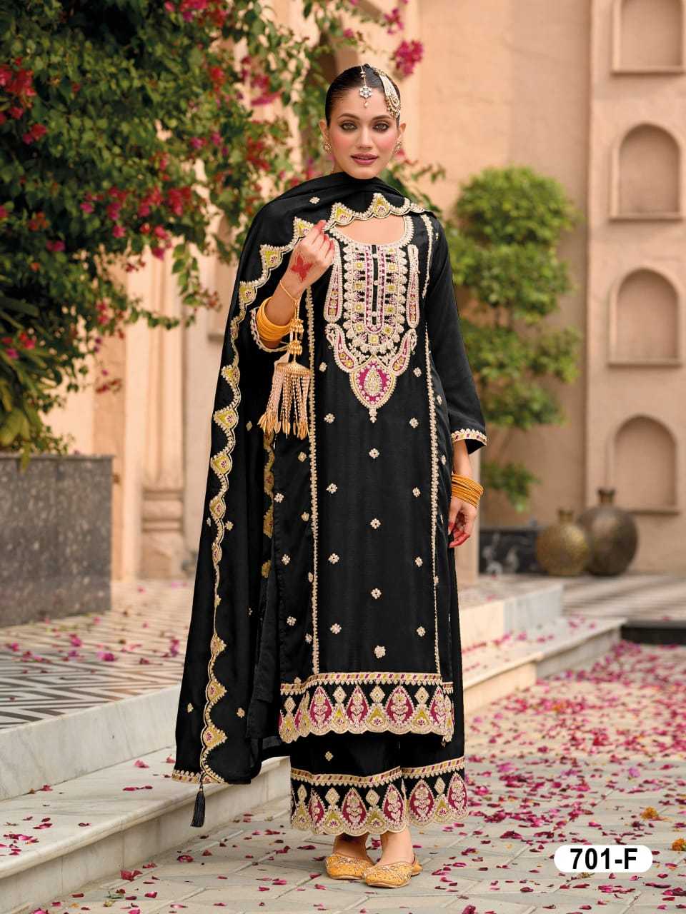 Naarira KESH704 701 Chinon Silk Embroidery Suits