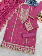 Naarira KESH704 701 Chinon Silk Embroidery Suits