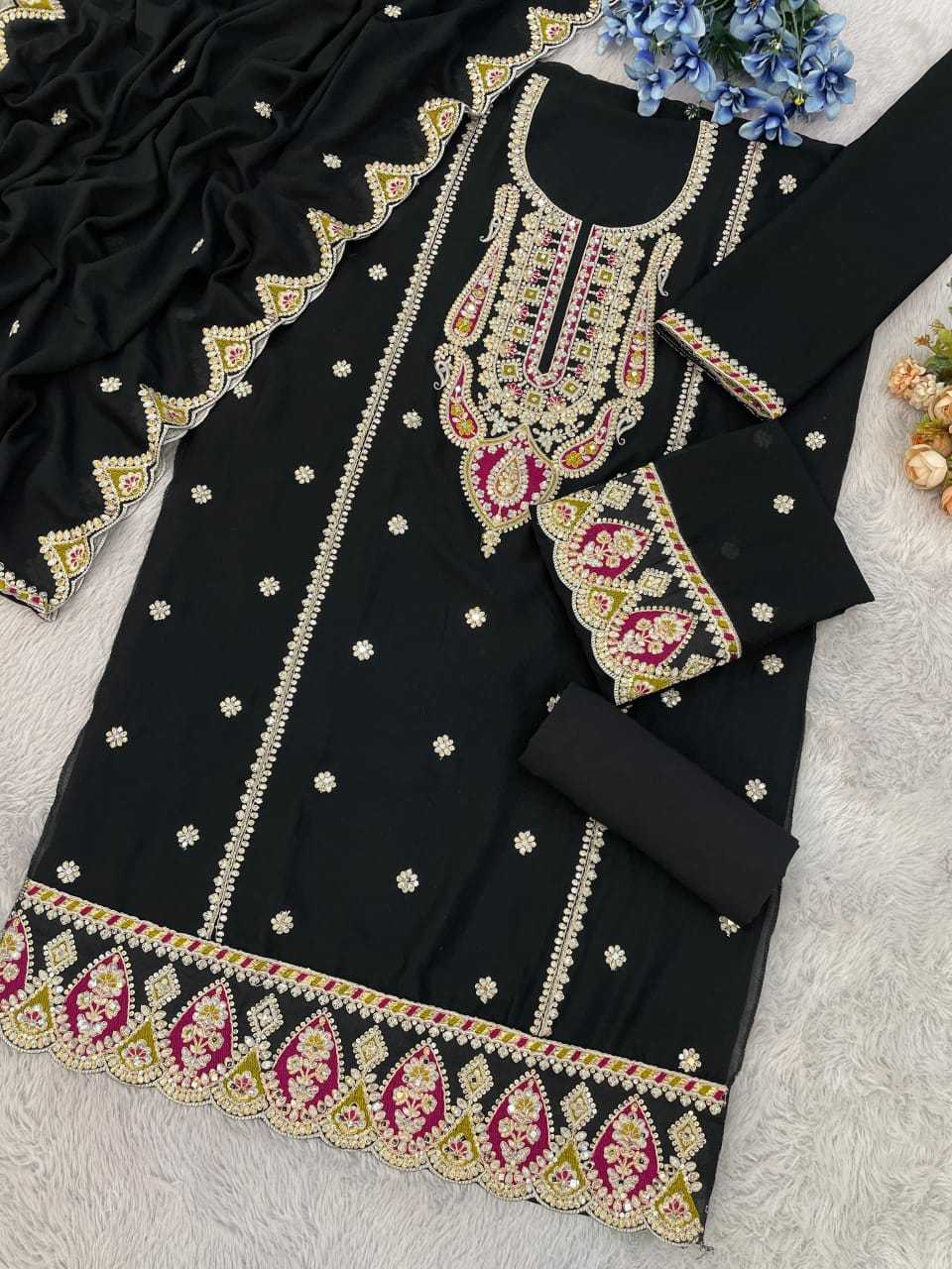 Naarira KESH704 701 Chinon Silk Embroidery Suits