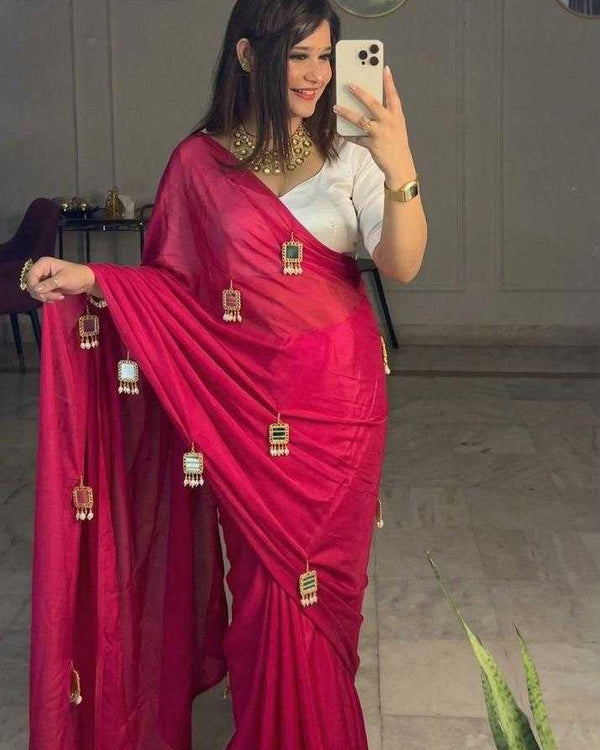 Naarira KESH709 Moti Chinon Designer Sarees