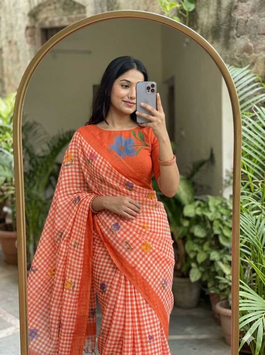 Naarira latkan Cotton Designer Sarees