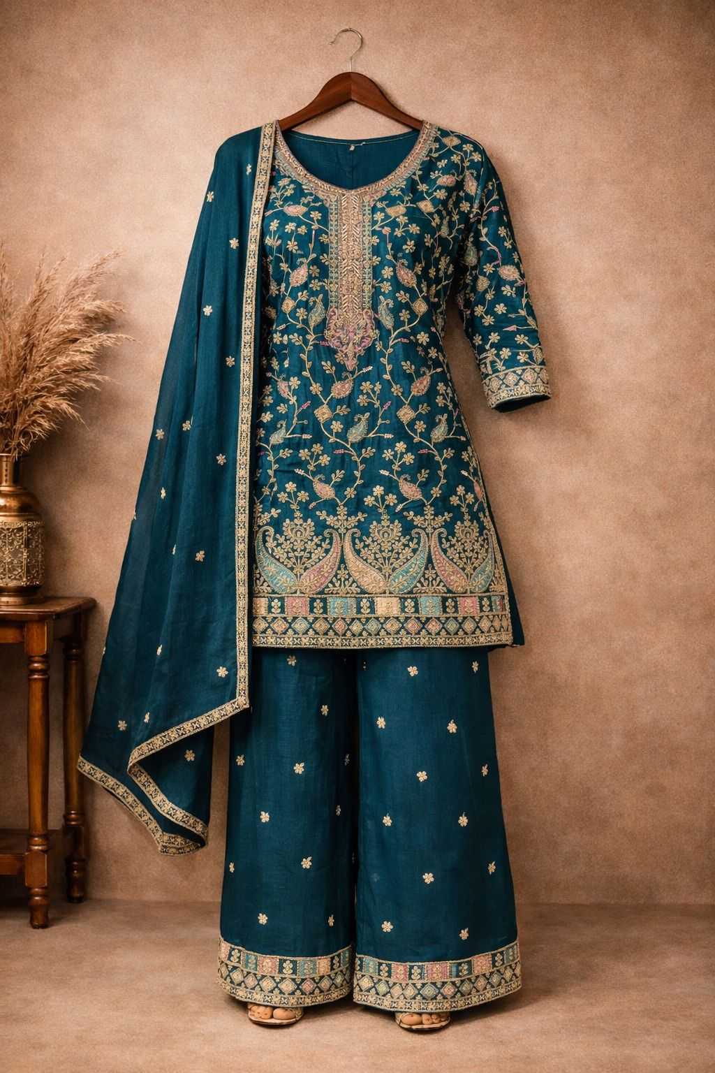 Naarira Chinon Yellow Embroidery Suit