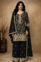 Naarira Chinon Yellow Embroidery Suit