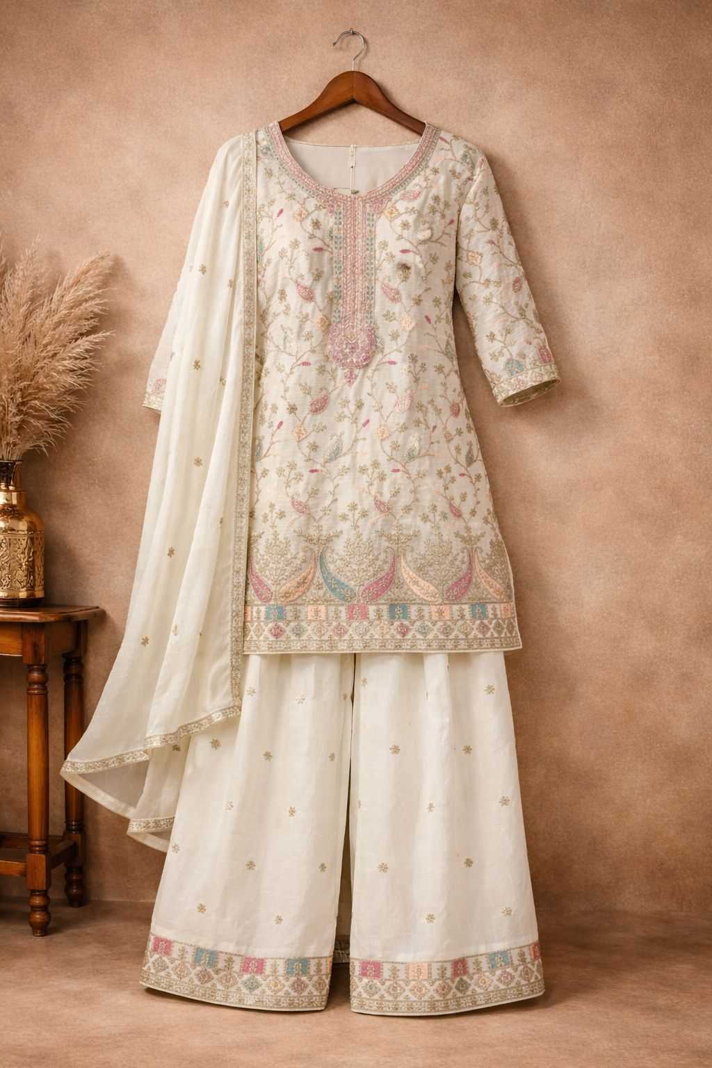 Naarira Chinon Yellow Embroidery Suit