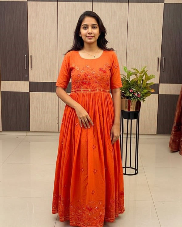 Naarira Pure Cotton Embroidered Gown