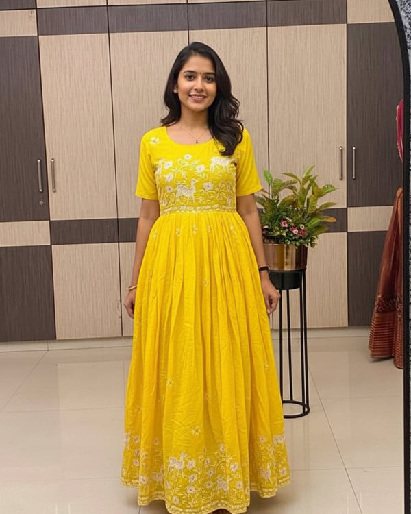 Naarira Pure Cotton Embroidered Gown - alternate view