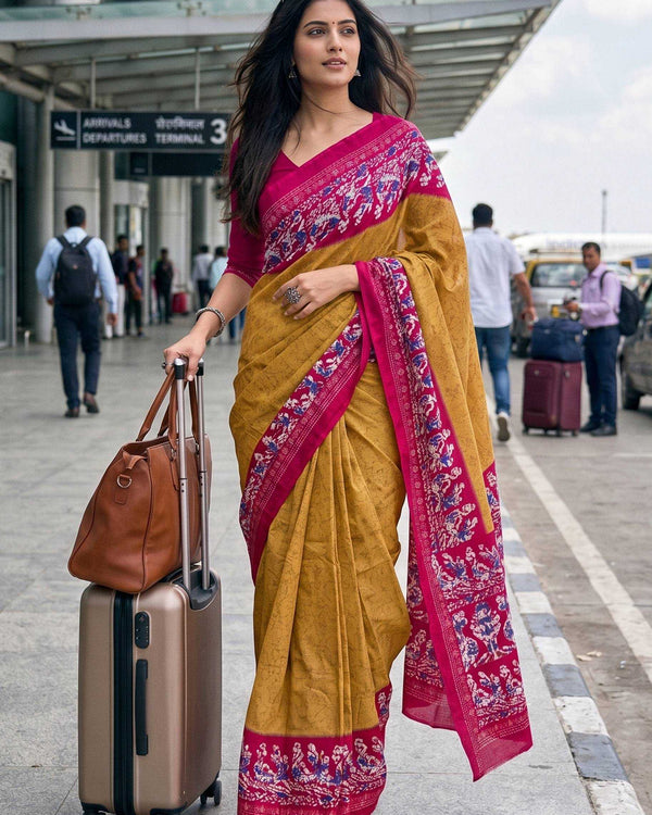 Naarira Block Print Pure Cotton Saree for Women