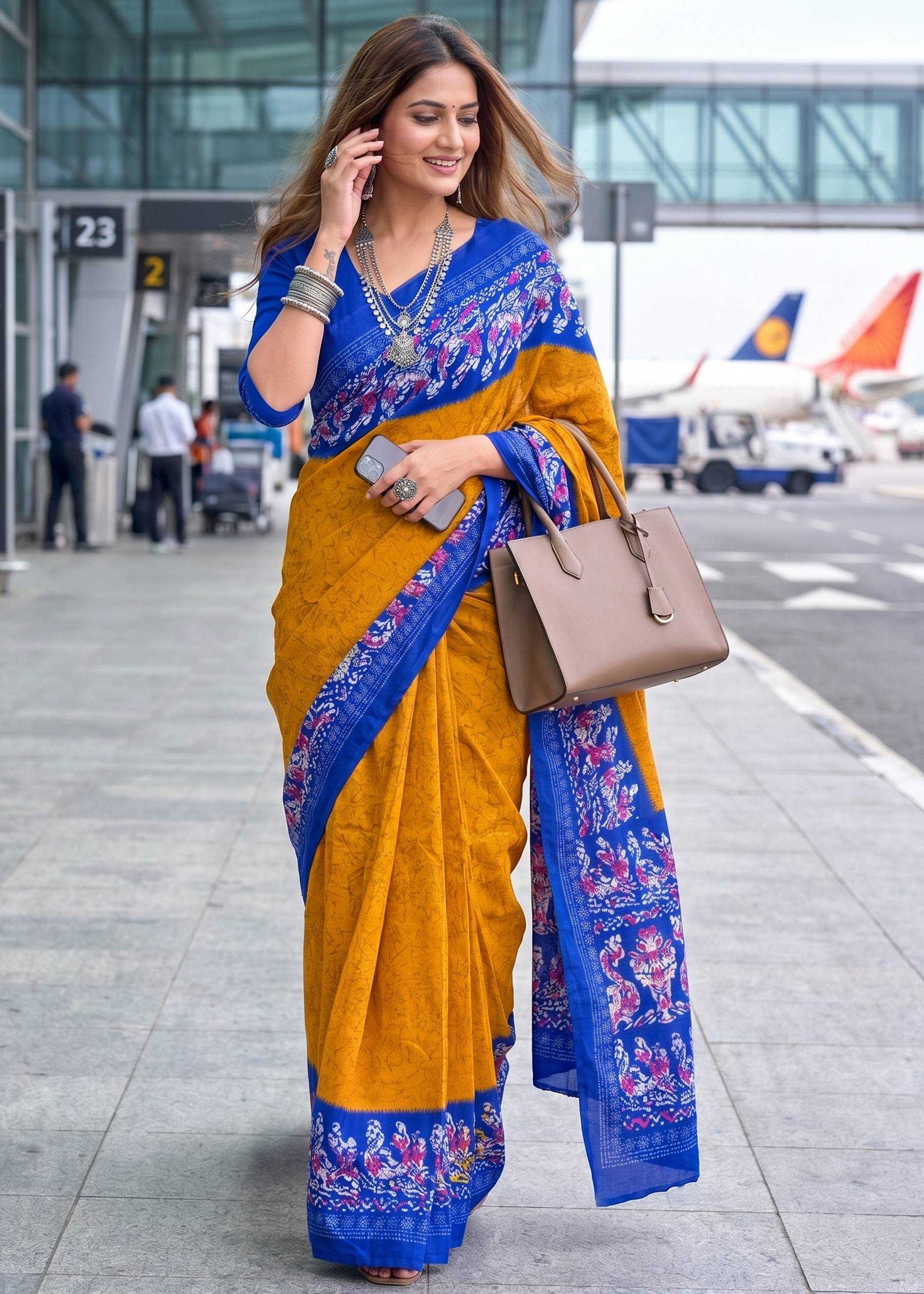 Naarira Block Print Pure Cotton Saree for Women