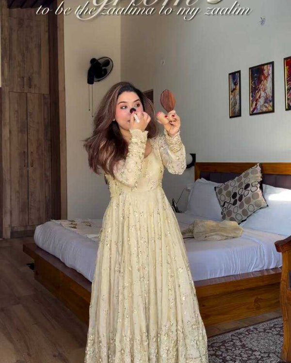 Naarira Golden Embriorded Gown