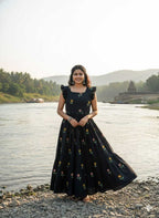 Naarira Black CP Cotton Embroidered Gown