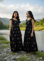 Naarira Black CP Cotton Embroidered Gown