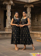 Naarira Black CP Cotton Embroidered Gown