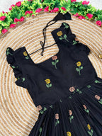 Naarira Black CP Cotton Embroidered Gown