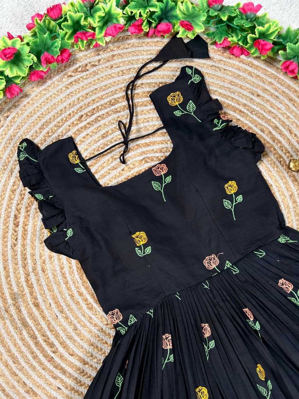 Naarira Black CP Cotton Embroidered Gown