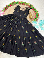 Naarira Black CP Cotton Embroidered Gown