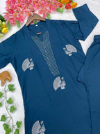 Naarira Cotton A-Line Palazzo Suit with Embroidery Work