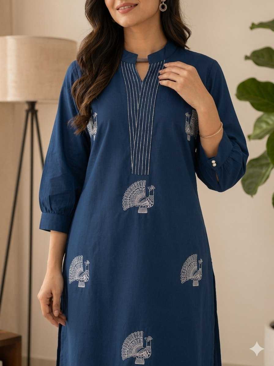 Naarira Cotton A-Line Palazzo Suit with Embroidery Work