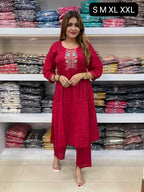 Naarira Cotton Designer A-Line Suit with Elegant Embroidery