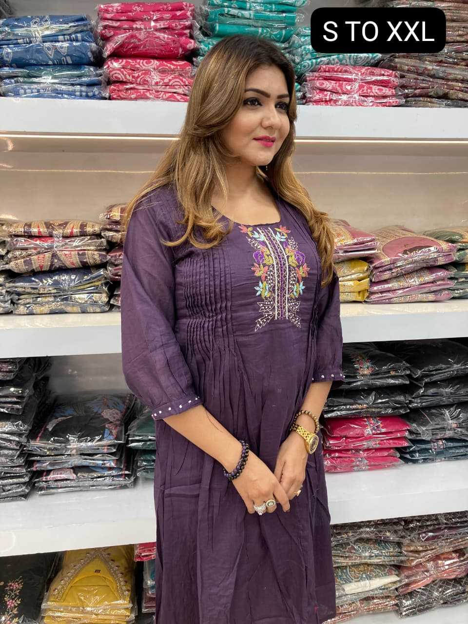 Naarira Cotton Designer A-Line Suit with Elegant Embroidery