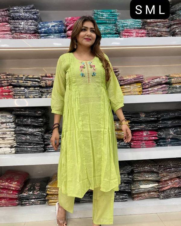 Naarira Cotton Designer A-Line Suit with Elegant Embroidery
