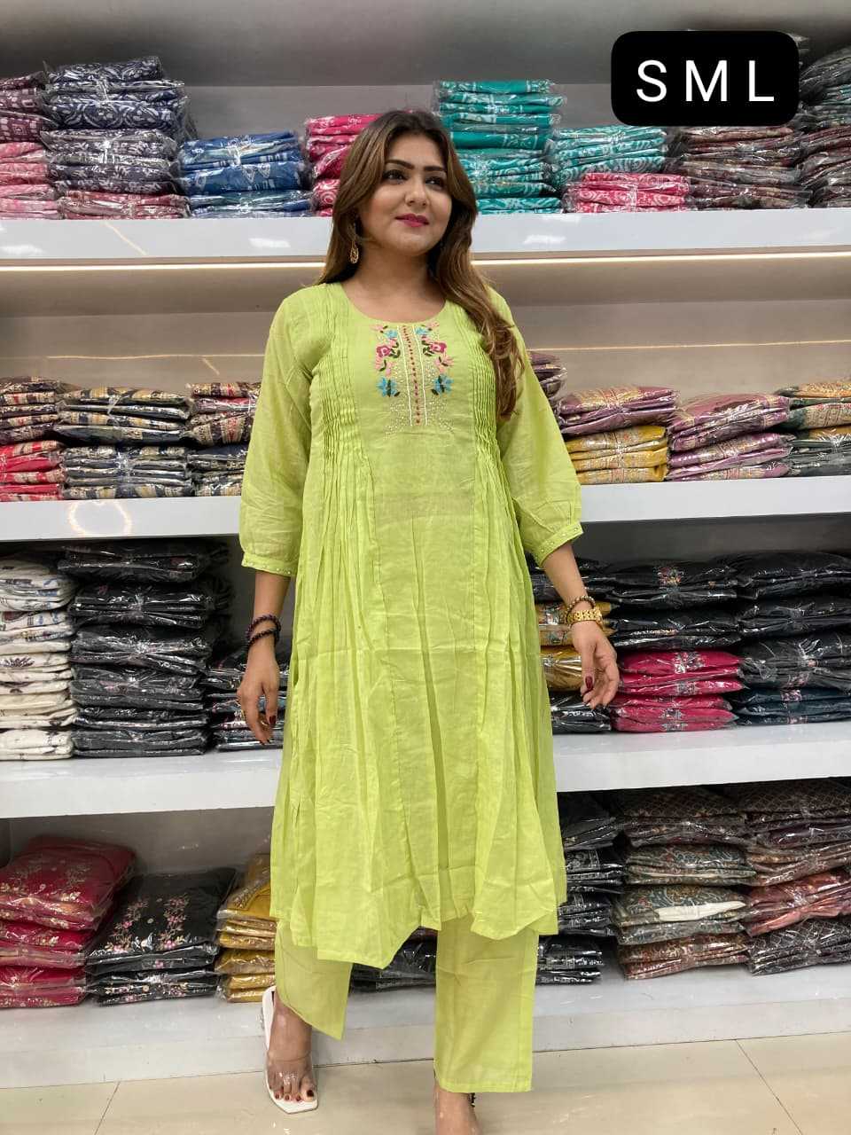 Naarira Cotton Designer A-Line Suit with Elegant Embroidery